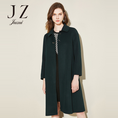 JUZUI/玖姿旗舰店纯色外套长袖翻领2017冬装新款双面尼羊毛大衣女商品大图