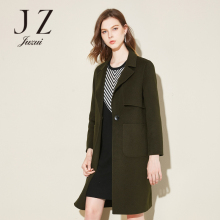JUZUI/玖姿旗舰店2017冬装新款双面呢翻领长袖口袋羊毛大衣女图片