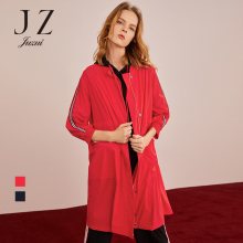 JUZUI/玖姿旗舰店秋装韩版长款立领棒球服薄风衣女2018新款图片