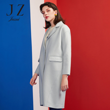预售 JUZUI/玖姿2018冬装新款双面呢羊毛混纺西装领中长大衣图片