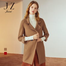 JUZUI/玖姿旗舰店2018冬装新款水貂毛皮袖毛呢外套呢子大衣图片
