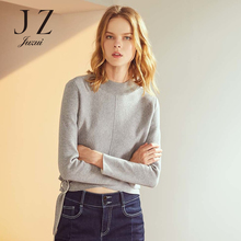 JUZUI/玖姿旗舰店2018秋装羊毛混纺前短后长套头毛衫女针织衫图片