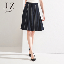 JUZUI/玖姿旗舰店竖条百褶裙中腰腰裙女装2018夏装新款半身裙图片