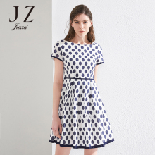 JUZUI/玖姿旗舰店夏季新款连衣裙女蓝白波尔卡圆点裙子图片