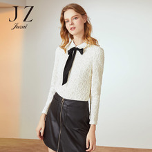 JUZUI/玖姿旗舰店2018冬装新款时尚飘带娃娃领套头上衣女小衫图片