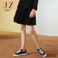 JUZUI/玖姿旗舰店2018冬装羊毛黑色星星绣花百褶裙半身裙女图片