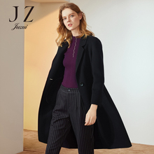 JUZUI/玖姿旗舰店2018冬装羊毛西装领一粒扣中长双面呢大衣女图片