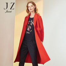 JUZUI/玖姿旗舰店2018冬装红色羊毛双面呢呢子大衣女中长款图片