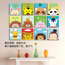 20萌宠动物连连看 饰画20 油彩画手绘卡通儿童房装 diy数字油画新款