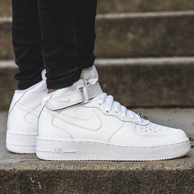 Nike Air Force 1 Mid Air Force One Nike Women's Shoes Small white shoes High top casual board shoes 314195