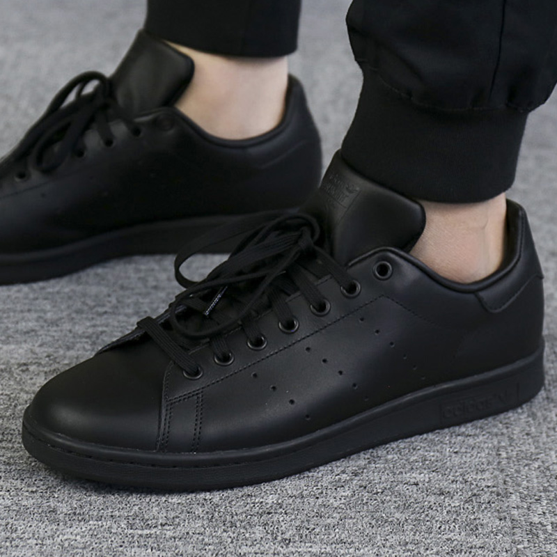 Adidas Clover Men's and Women's Shoes STAN SMITH Series All Black Solid Shell Head Casual Shoes Board Shoes