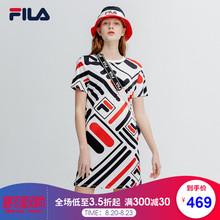 时尚 女子连衣裙2019夏季新款 FILA斐乐正品 宽松运动针织连衣裙女裙