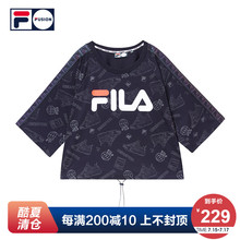 T恤女春季新款 上衣女 休闲运动针织七分袖 FUSION斐乐短袖 FILA