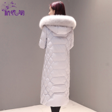 杭依阁羽绒服女大毛领2018冬季新款韩版时尚长款过膝白鸭绒外套潮图片