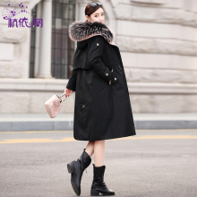 羽绒服女中长款2018冬季新款韩版大毛领长款过膝白鸭绒派克服女装图片