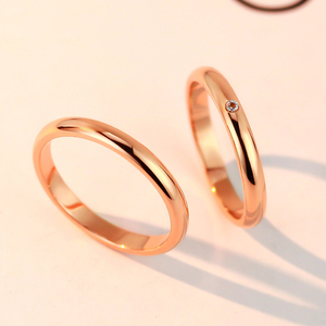 韩版时尚玫瑰金简约情侣戒指