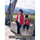 阿小轩 。2018秋冬新品母子装韩范明线亲子牛仔外套母女衬衫百搭
