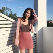 外套 针织短裙女 V领小开衫 新款 抹胸吊带背心 短款 复古晚晚风春装