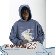 BLIND402 PLAN18FW衍生概念主题印花复古连帽分割结构卫衣