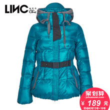 LINC金羽杰新款街头风女装羽绒服女短款连帽收腰391112图片