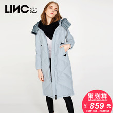 LINC金羽杰羽绒服中长款女冬季新款拼接羽绒服羽绒服潮7461058图片
