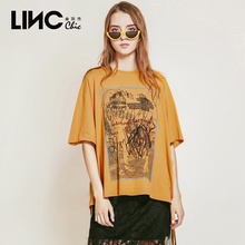 LINC金羽杰2018夏装新款街头刺绣印花短袖体恤女宽松潮8231427图片