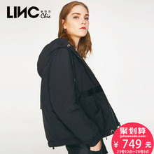LINC金羽杰羽绒服女短款冬新款个性抽绳街头夹克宽松外套7450711图片