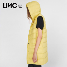 LINC金羽杰2018秋装新款简约羽绒马甲女轻薄羽绒服连帽潮8324357图片