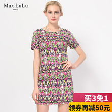 Max LuLu夏款印花连衣裙35-39中老年妈妈装大码女装宽松舒适透气图片