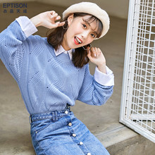 衣品天成毛衣女2018秋装新款韩版圆领套头纯色长袖简约打底针织衫图片