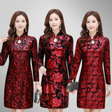 2019新款中老年女装春秋改良旗袍式连衣裙女晚礼服宴会复古中国风