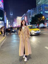 风衣女中长款过膝港风到脚踝垂感网红宽松流行学生waitmore外套潮