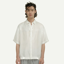TENT STUDIO 19SS-M041-1 SHINY SHIRT 闪亮白色短袖衬衫