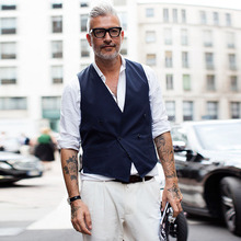 pitti uomo意式双排扣马甲外套男士修身西装马夹雅痞坎肩男 潮流