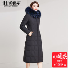 【90%白鸭绒 貉子毛领】过膝长款羽绒服女甘甘的世界新款冬季防风图片