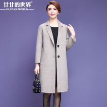 【全羊毛】甘甘的世界秋冬新款双面呢子大衣中年女装宽松毛呢外套图片