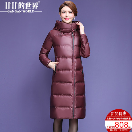 【90%白鸭绒】防水防风防油面料长款羽绒服女甘甘的世界新款修身商品大图