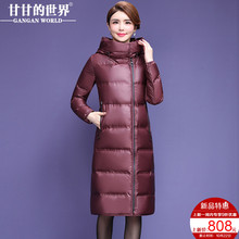 【90%白鸭绒】防水防风防油面料长款羽绒服女甘甘的世界新款修身图片