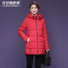 【90%白鸭绒】高领连帽羽绒服帽子抽绳防风保暖甘甘的世界冬新款图片