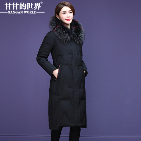 【90%白鸭绒】貉子毛领长款羽绒服甘甘的世界防风保暖冬装新款女商品大图