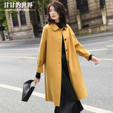 【全羊毛】甘甘的世界2018秋冬装新款纯色修身双面呢大衣女中长款图片
