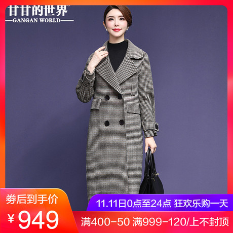 【全羊毛】女中长款2018新款甘甘的世界冬季毛呢外套双面呢大衣商品大图