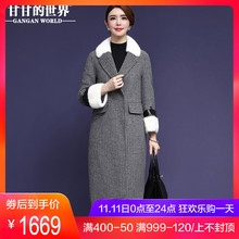 【全羊毛 水貂毛】甘甘的世界2018秋冬新款宽松中长款双面呢大衣图片