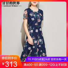 印花雪纺连衣裙女时尚优雅2018新款甘甘的世界收腰显瘦连衣裙女图片