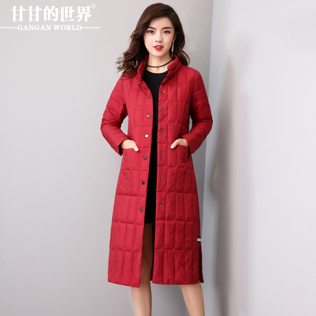 D甘甘的世界2017冬装新款羽绒服女薄款长袖时尚纯色大码长款外套商品大图
