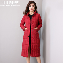 D甘甘的世界2017冬装新款羽绒服女薄款长袖时尚纯色大码长款外套图片