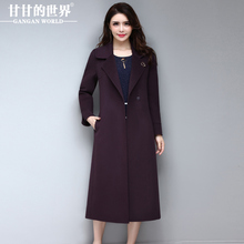 毛呢大衣女2017秋冬新款甘甘的世界中长款西装翻领双面毛呢外套女图片