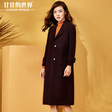 双面呢大衣女中长款2017秋冬新款甘甘的世界修身翻领呢子外套女Q图片