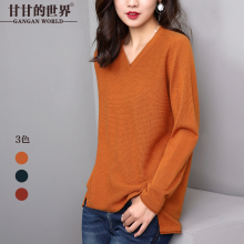 羊毛衫针织衫2018秋装新款打底衫甘甘的世界V领毛衣女套头女装图片
