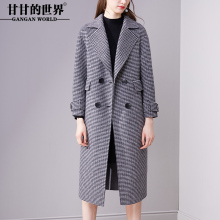 毛呢外套女中长款甘甘的世界中年女装韩版双面双色翻领双面呢大衣图片